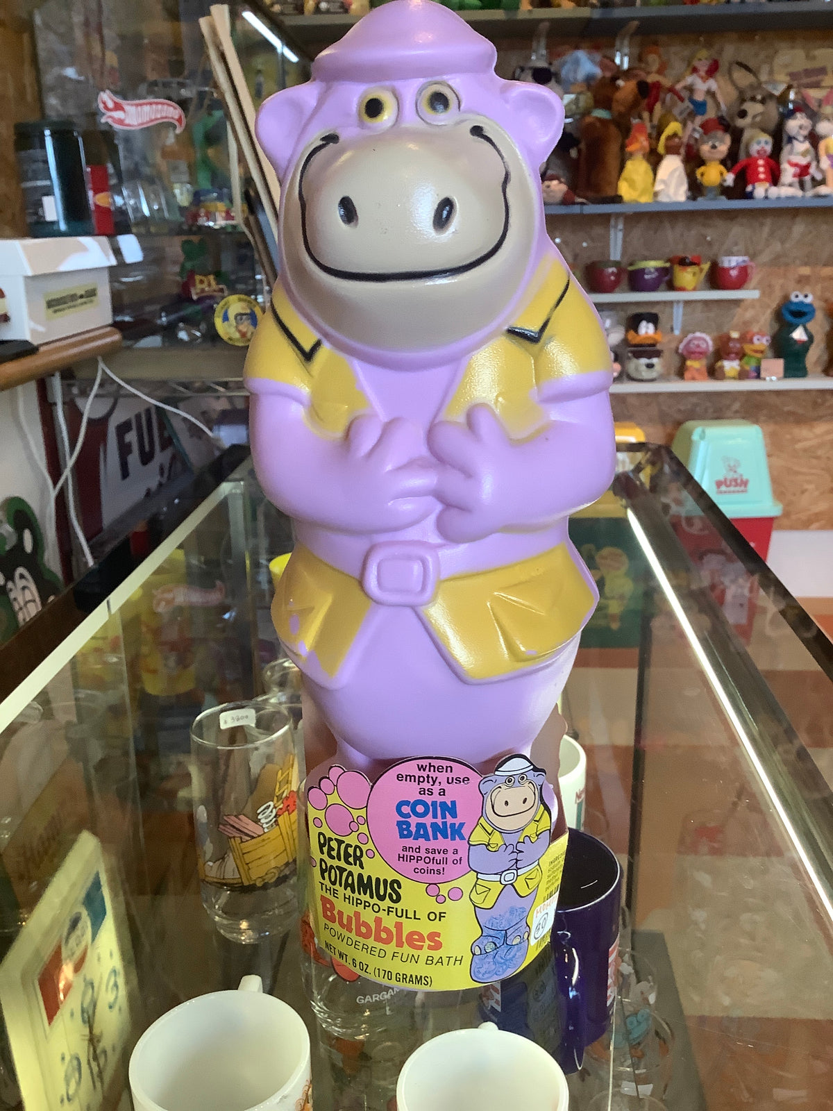 ハンナ・バーベラ ピーターポタモス カバのガバチョ ソーキー バブルバスボトル フィギュア (ロクラー社) 紙タグ付